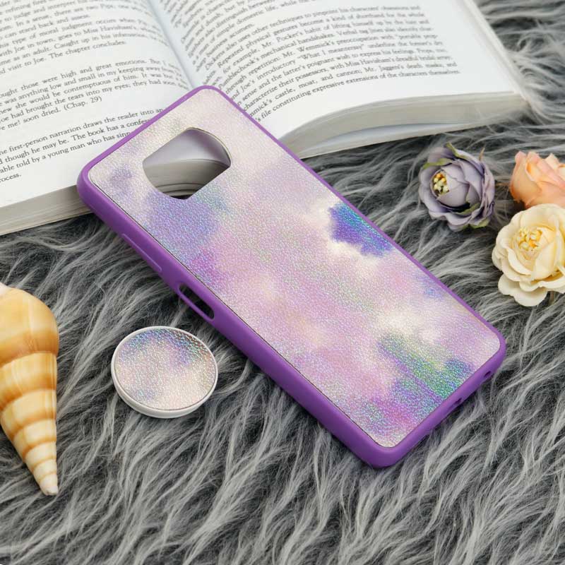 قاب چرمی هولوگرامی پاپ سوکت دار Xiaomi Poco X3 بنفش