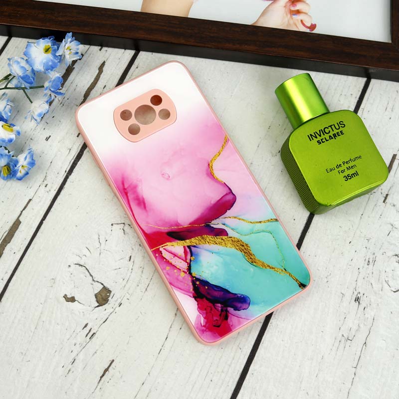 قاب طرحدار پشت گلسی محافظ لنزدار Xiaomi Poco X3