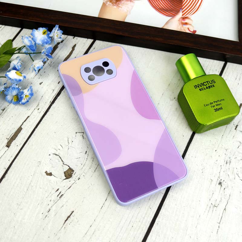 قاب طرحدار پشت گلسی محافظ لنزدار Xiaomi Poco X3