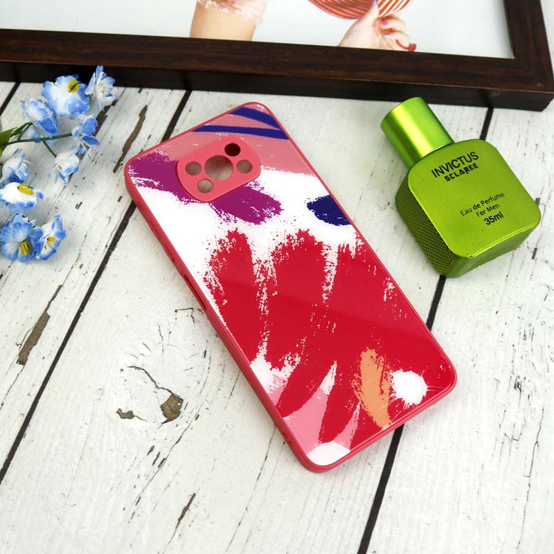 قاب طرحدار پشت گلسی محافظ لنزدار Xiaomi Poco X3