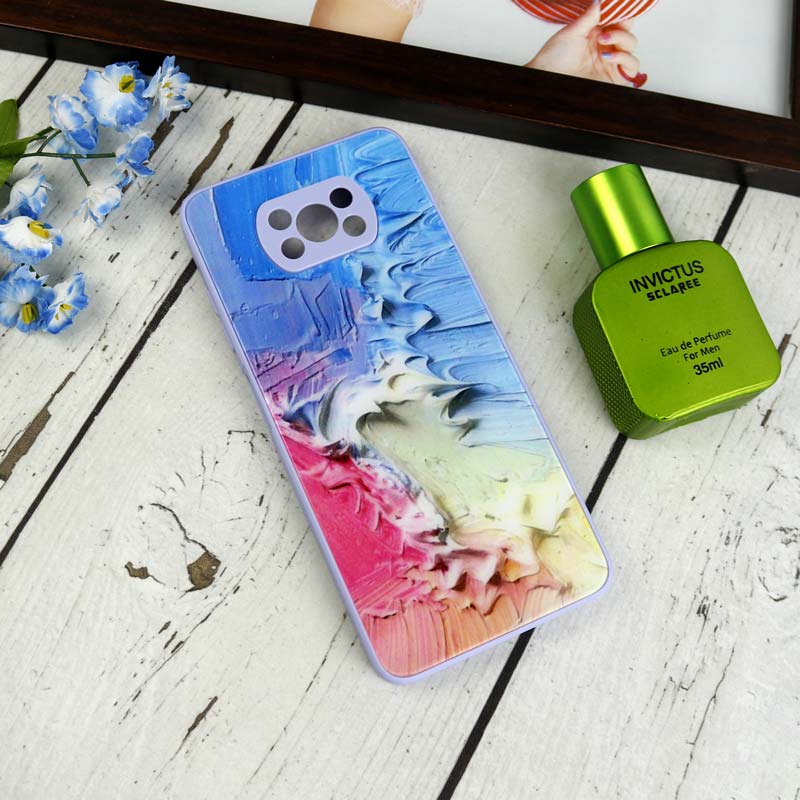 قاب طرحدار پشت گلسی محافظ لنزدار Xiaomi Poco X3