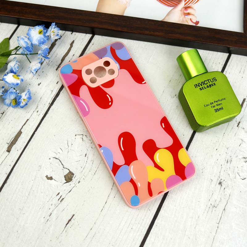قاب طرحدار پشت گلسی محافظ لنزدار Xiaomi Poco X3