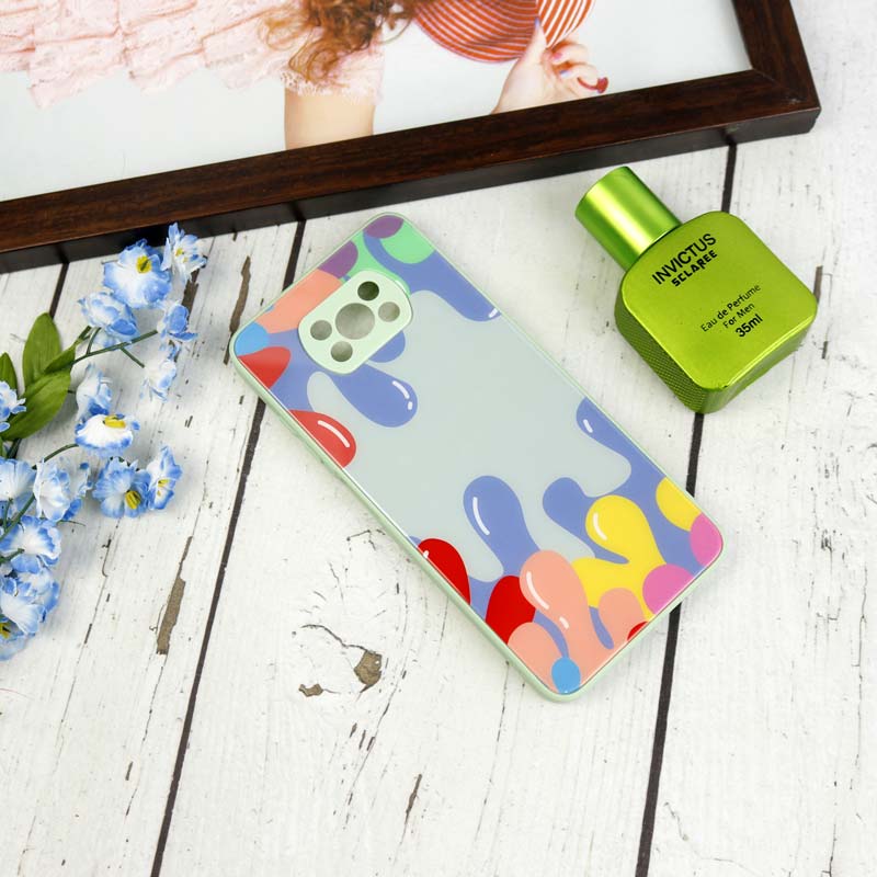 قاب طرحدار پشت گلسی محافظ لنزدار Xiaomi Poco X3