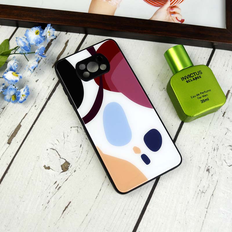 قاب طرحدار پشت گلسی محافظ لنزدار Xiaomi Poco X3