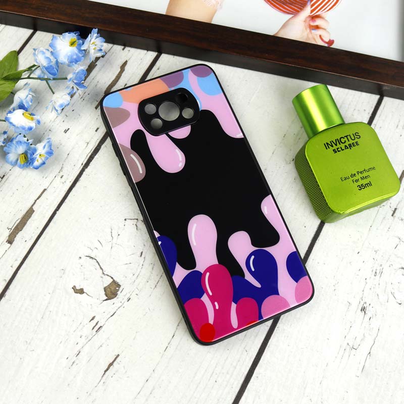 قاب طرحدار پشت گلسی محافظ لنزدار Xiaomi Poco X3