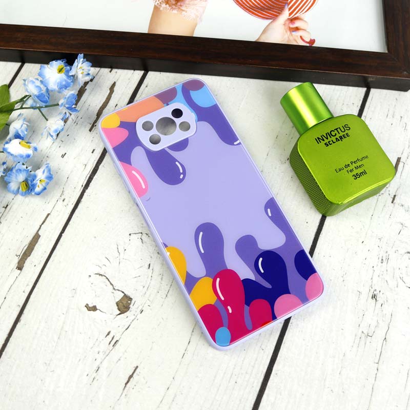 قاب طرحدار پشت گلسی محافظ لنزدار Xiaomi Poco X3