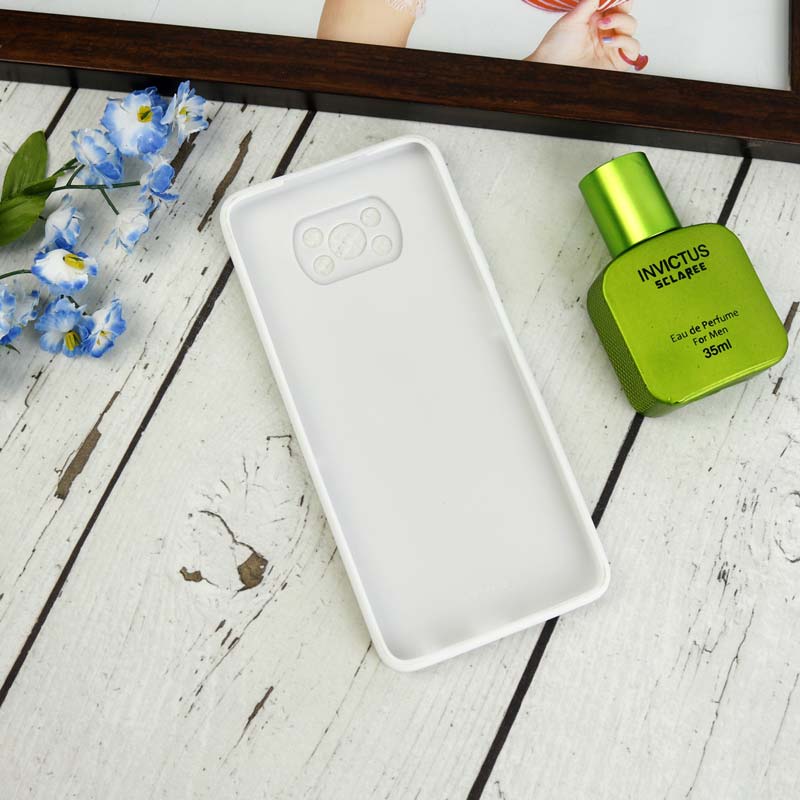 قاب طرحدار پشت گلسی محافظ لنزدار Xiaomi Poco X3