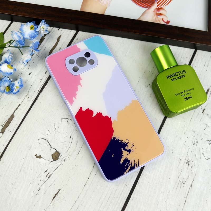 قاب طرحدار پشت گلسی محافظ لنزدار Xiaomi Poco X3