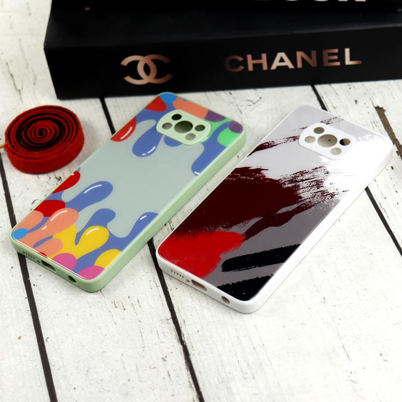 قاب طرحدار پشت گلسی محافظ لنزدار Xiaomi Poco X3