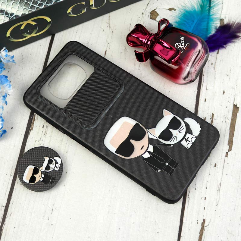 قاب طرحدار محافظ لنزدار کشویی + پاپ سوکت طرح Boss Cat شیائومی Poco X3 سری C