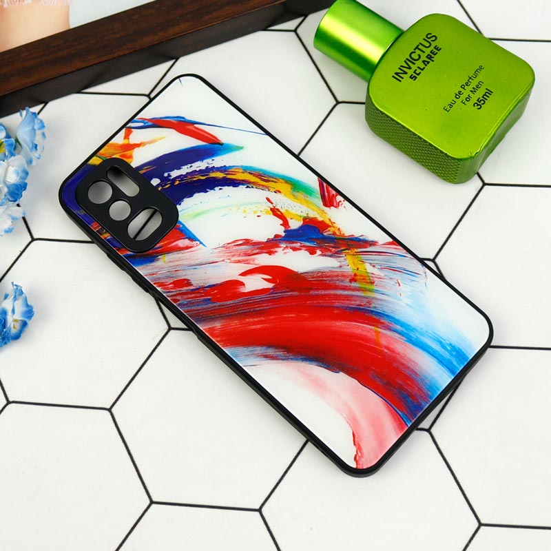 قاب طرحدار پشت گلسی محافظ لنزدار Xiaomi Redmi Note 10 5G