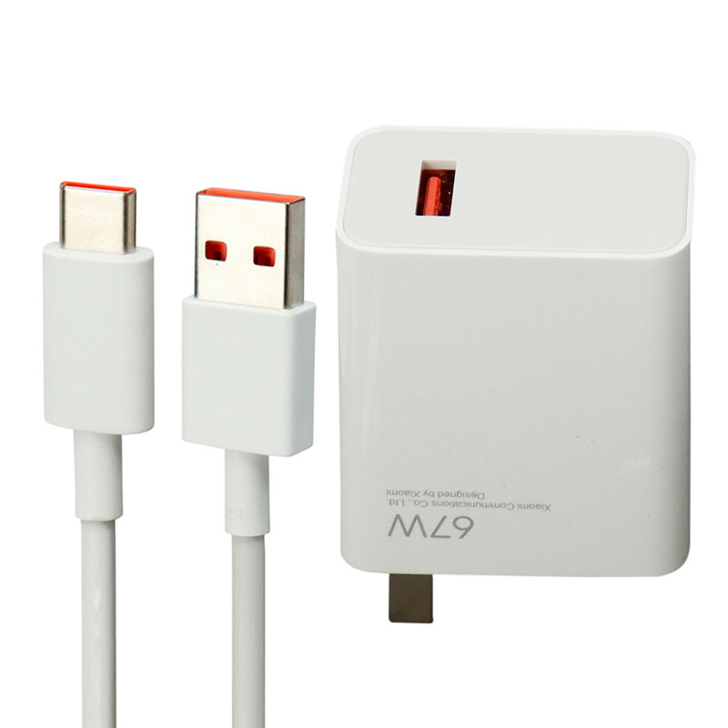 شارژر دیواری فست شارژ Xiaomi Redmi Note 10 Pro 3A QC3 PD 67W سرجعبه + کابل Type-C و جعبه گوشی