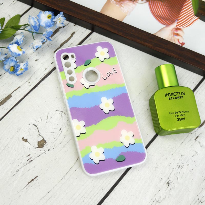 قاب طرحدار پشت گلسی محافظ لنزدار Xiaomi Redmi Note 8