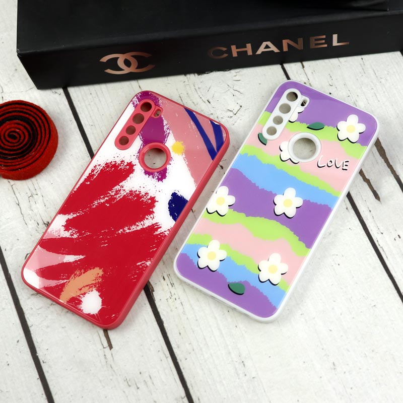 قاب طرحدار پشت گلسی محافظ لنزدار Xiaomi Redmi Note 8