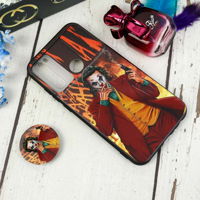 قاب طرحدار محافظ لنزدار کشویی + پاپ سوکت طرح Joker شیائومی Redmi Note 8 سری C