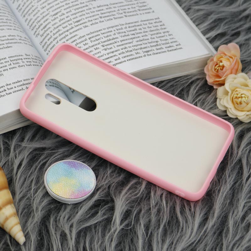 قاب چرمی هولوگرامی پاپ سوکت دار Xiaomi Redmi Note 8 Pro صورتی