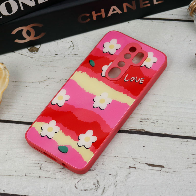قاب طرحدار پشت گلسی محافظ لنزدار Xiaomi Redmi Note 8 Pro