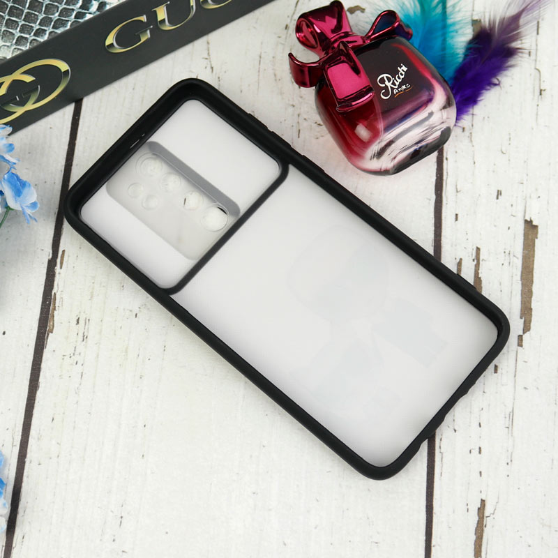 قاب طرحدار محافظ لنزدار کشویی + پاپ سوکت طرح Boss Cat شیائومی Redmi Note 8 Pro سری C