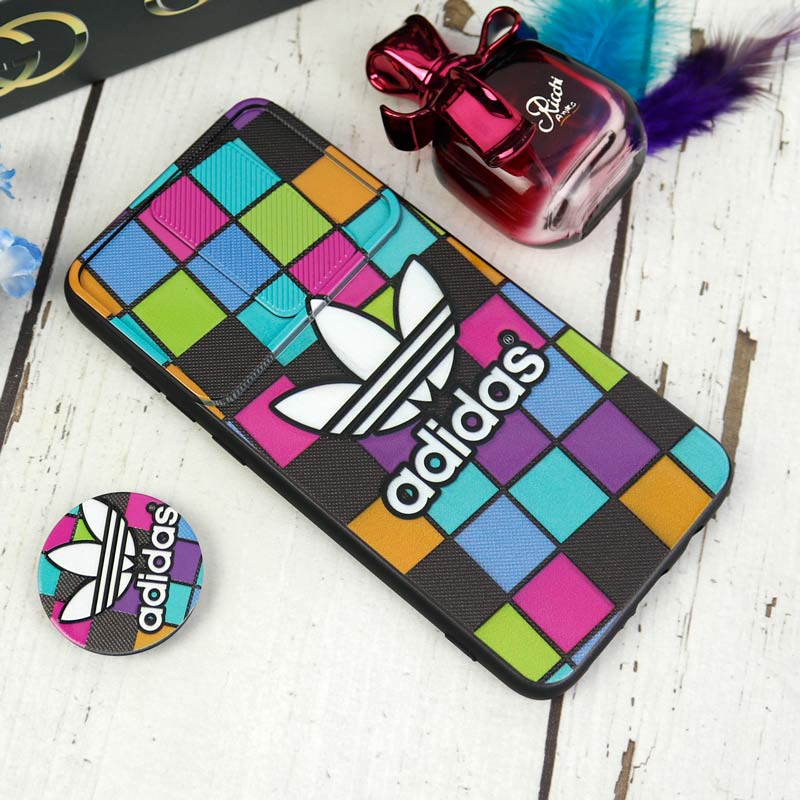 قاب طرحدار محافظ لنزدار کشویی + پاپ سوکت طرح Adidas شیائومی Redmi Note 8 Pro سری C
