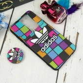 قاب طرحدار محافظ لنزدار کشویی + پاپ سوکت طرح Adidas شیائومی Redmi Note 8 Pro سری C