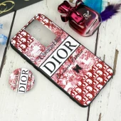 قاب طرحدار محافظ لنزدار کشویی + پاپ سوکت طرح Dior قرمز شیائومی Redmi Note 8 Pro سری C