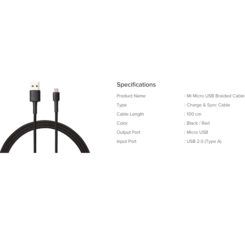 کابل میکرو یو اس بی اورجینال 2 آمپر شیائومی SJX13ZM طول 1 متر