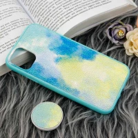 قاب چرمی هولوگرامی پاپ سوکت دار iPhone 11 سبز آبی