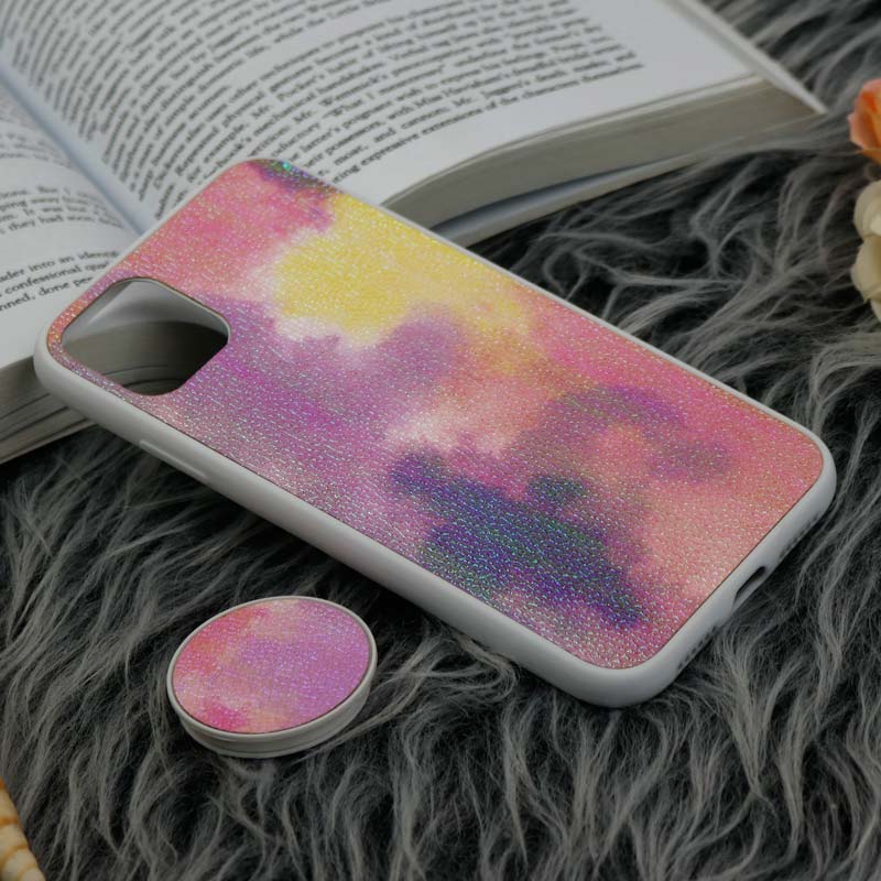 قاب چرمی هولوگرامی پاپ سوکت دار iPhone 11 سفید