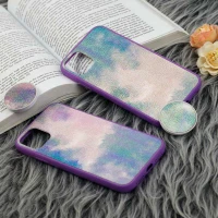 قاب چرمی هولوگرامی پاپ سوکت دار iPhone 11 بنفش
