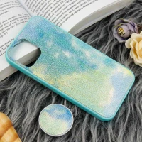 قاب چرمی هولوگرامی پاپ سوکت دار iPhone 11 Pro سبز آبی