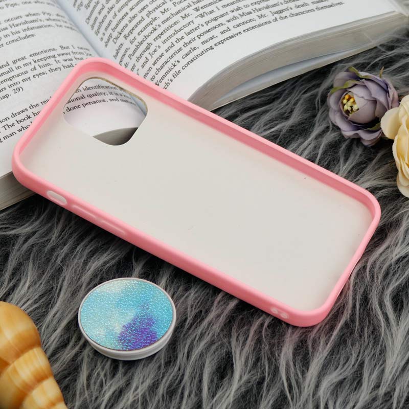 قاب چرمی هولوگرامی پاپ سوکت دار iPhone 12 Pro صورتی