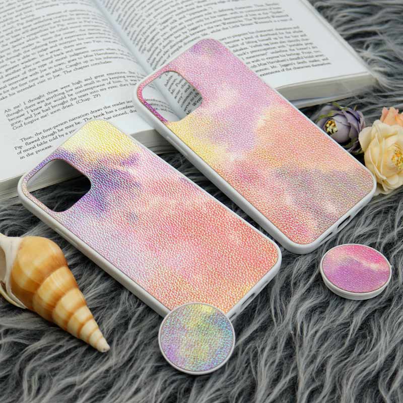 قاب چرمی هولوگرامی پاپ سوکت دار iPhone 11 Pro سفید