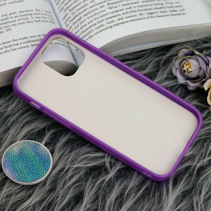 قاب چرمی هولوگرامی پاپ سوکت دار iPhone 11 Pro بنفش