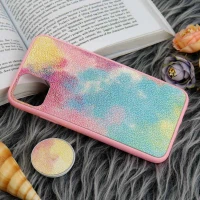 قاب چرمی هولوگرامی پاپ سوکت دار iPhone 11 Pro Max صورتی