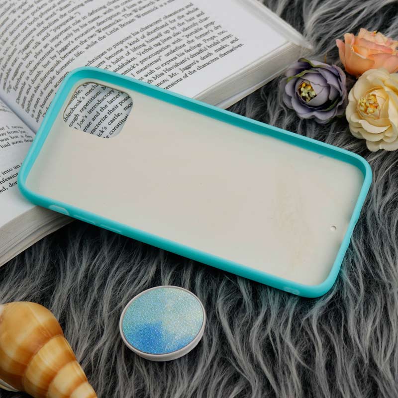 قاب چرمی هولوگرامی پاپ سوکت دار iPhone 11 Pro Max سبز آبی