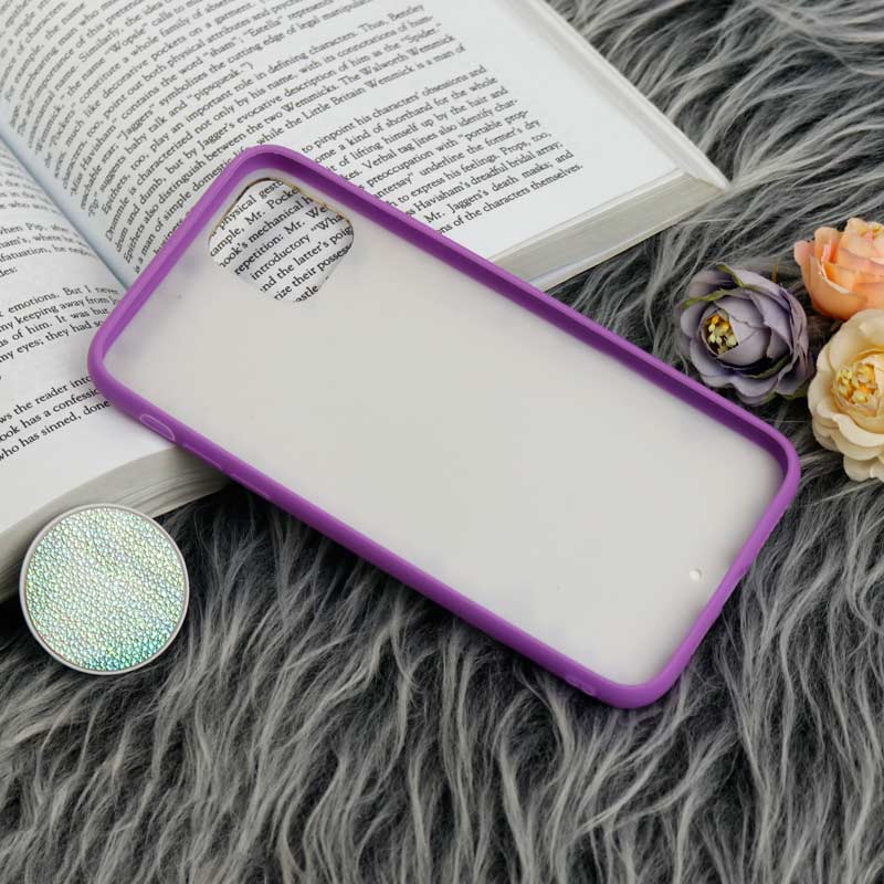 قاب چرمی هولوگرامی پاپ سوکت دار iPhone 11 Pro Max بنفش