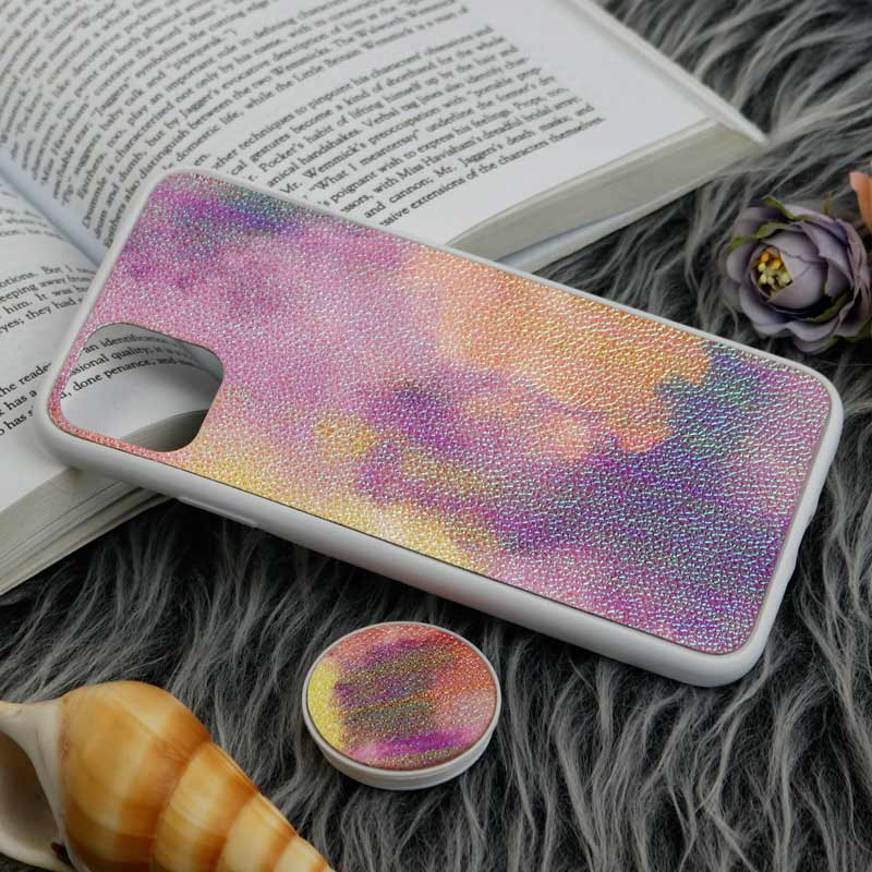 قاب چرمی هولوگرامی پاپ سوکت دار iPhone 11 Pro Max سفید