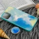 قاب چرمی هولوگرامی پاپ سوکت دار iPhone 12 Pro Max سبز آبی
