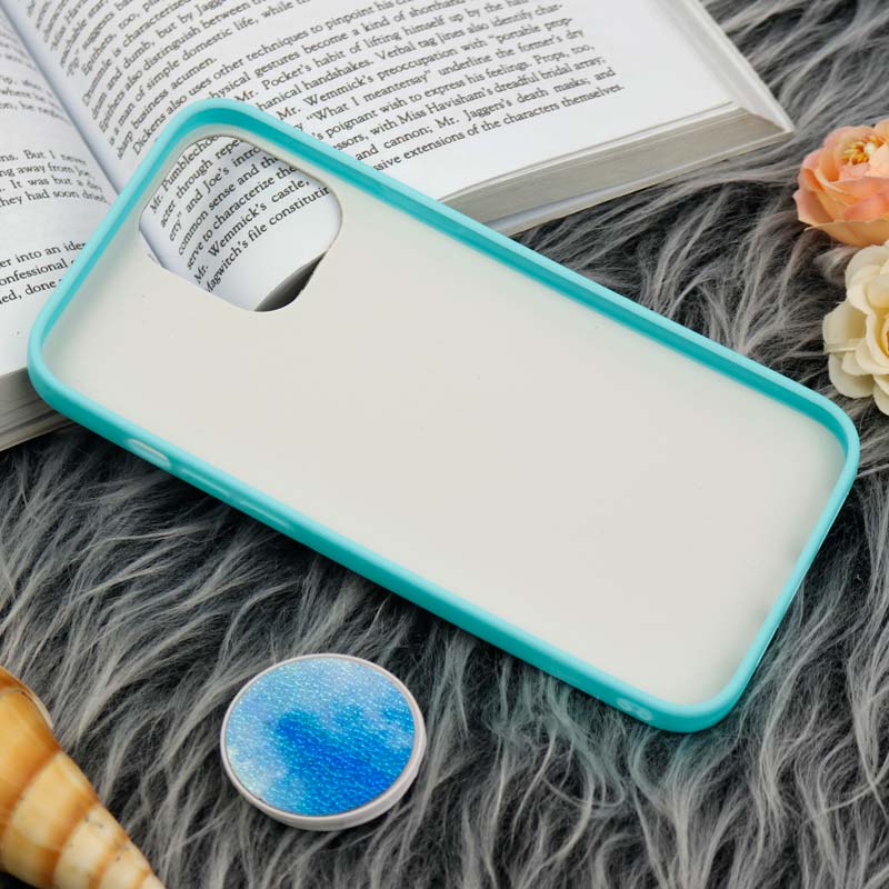 قاب چرمی هولوگرامی پاپ سوکت دار iPhone 12 Pro Max سبز آبی