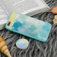 قاب چرمی هولوگرامی پاپ سوکت دار iPhone 6 سبز آبی