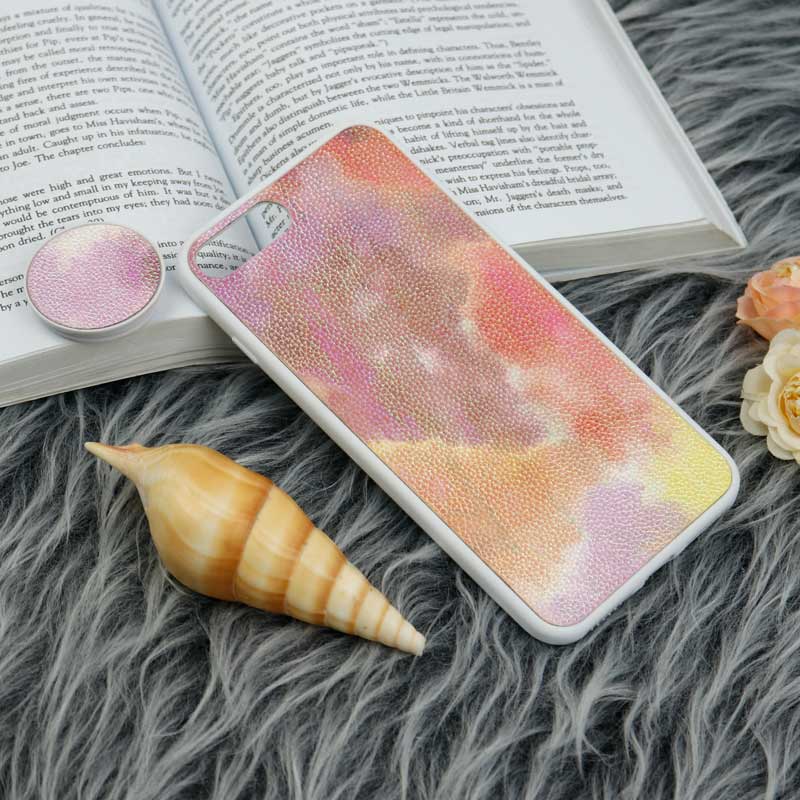 قاب چرمی هولوگرامی پاپ سوکت دار iPhone 7 Plus / 8 Plus سفید