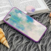 قاب چرمی هولوگرامی پاپ سوکت دار iPhone 7 Plus / 8 Plus بنفش