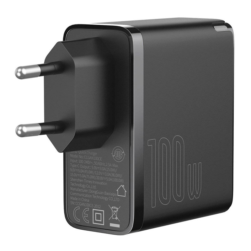 شارژر دیواری فست شارژ Baseus TZCCGAN-L 5A QC5.0 PD 100W Type-C + کابل تبدیل Type-C