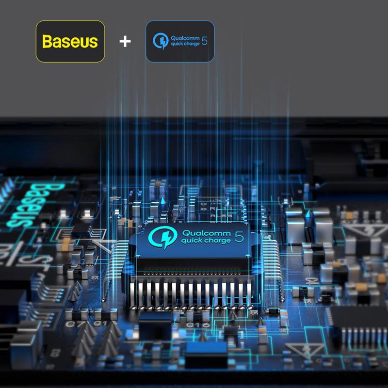 شارژر دیواری فست شارژ Baseus TZCCGAN-L 5A QC5.0 PD 100W Type-C + کابل تبدیل Type-C