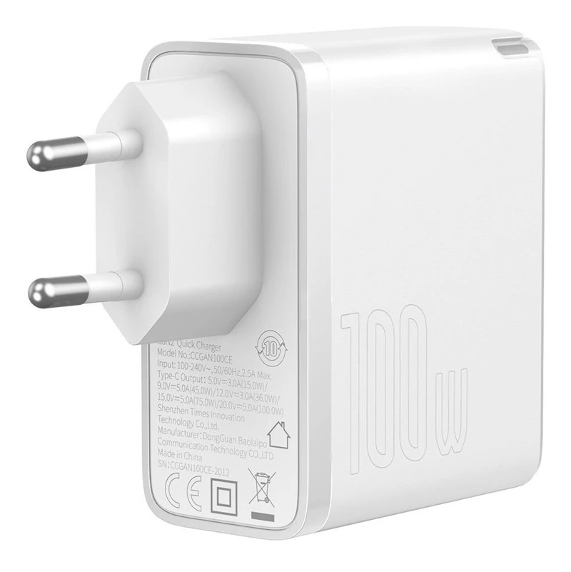 شارژر دیواری فست شارژ Baseus TZCCGAN-L 5A QC5.0 PD 100W Type-C + کابل تبدیل Type-C