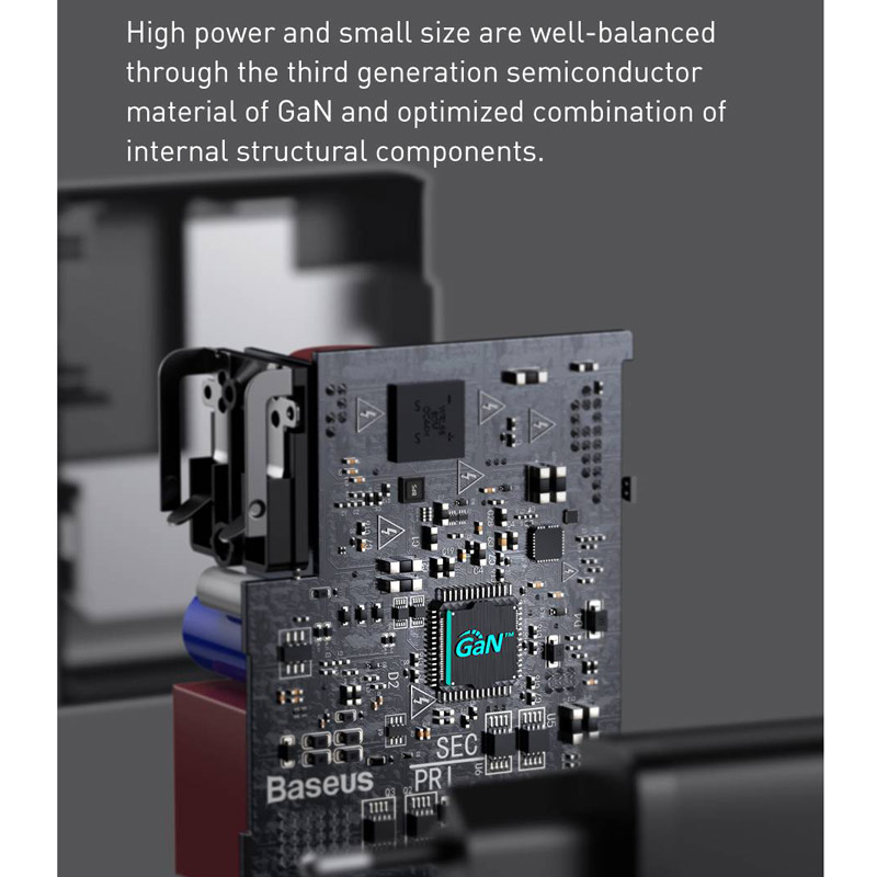 شارژر دیواری فست شارژ Baseus TZCCGAN-L 5A QC5.0 PD 100W Type-C + کابل تبدیل Type-C