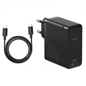 شارژر دیواری فست شارژ Baseus TZCCGAN-L 5A QC5.0 PD 100W Type-C + کابل تبدیل Type-C