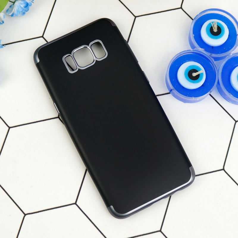 قاب ژله ای مات Samsung Galaxy S8 مشکی دور نقره ای