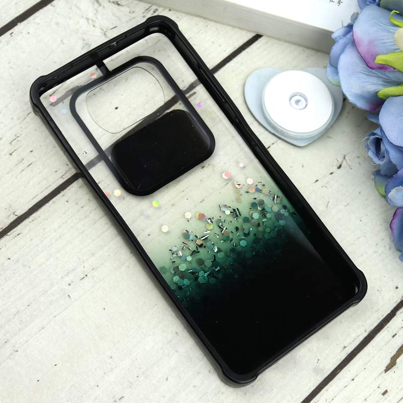 قاب محافظ لنزدار کشویی اکلیلی شفاف + پاپ سوکت قلبی Xiaomi Poco X3