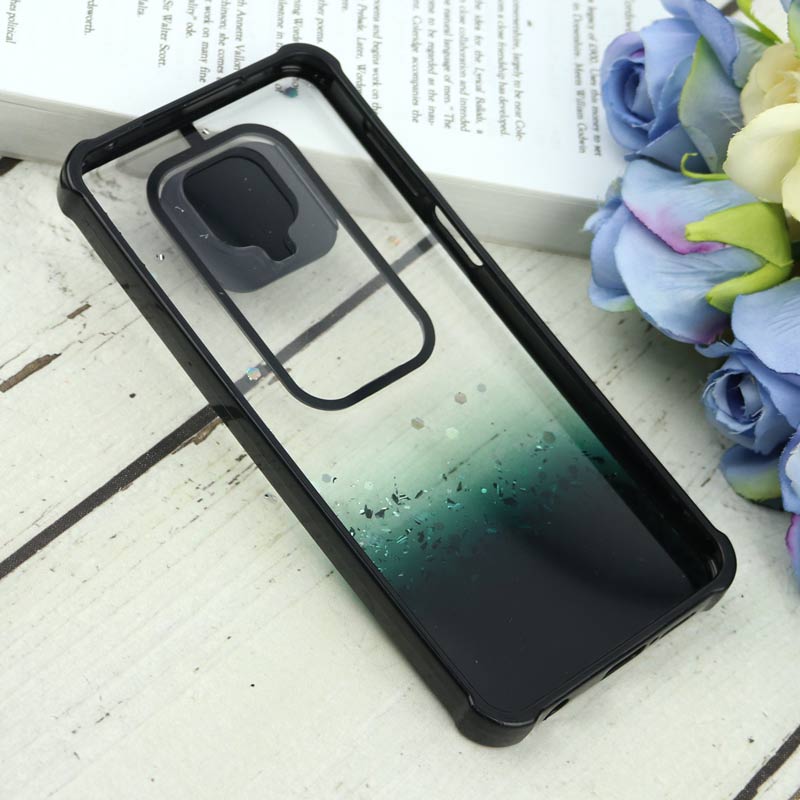 قاب محافظ لنزدار کشویی اکلیلی شفاف Xiaomi Redmi Note 9s مشکی